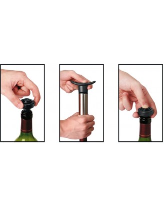Pompa de vidare pentru sticla de vin cu 2 dopuri, inox, 15 cm - CILIO